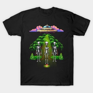 Pixel Aliens Find Mushroom T-Shirt